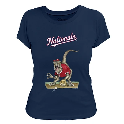 Women's Tiny Turnip Navy Washington Nationals Velociraptor T-Shirt