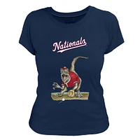 Women's Tiny Turnip Navy Washington Nationals Velociraptor T-Shirt