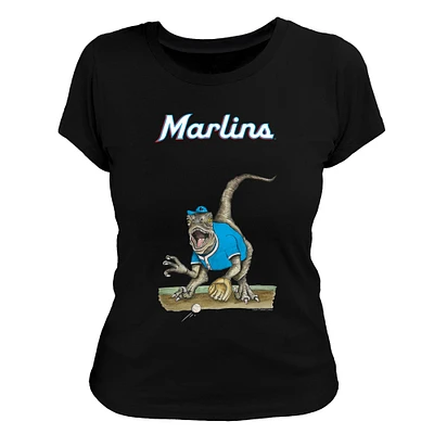 Women's Tiny Turnip Black Miami Marlins Velociraptor T-Shirt