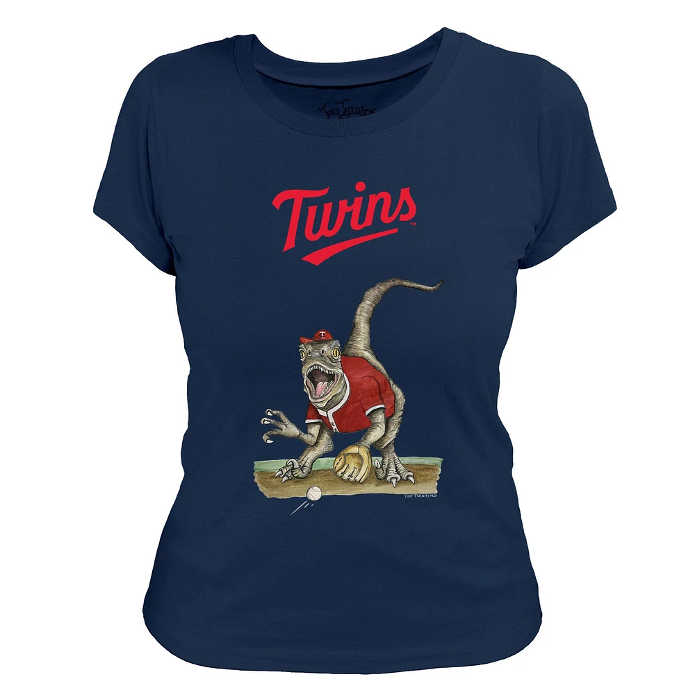 Women's Tiny Turnip Navy Minnesota Twins Velociraptor T-Shirt