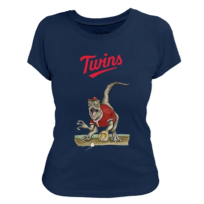 Women's Tiny Turnip Navy Minnesota Twins Velociraptor T-Shirt