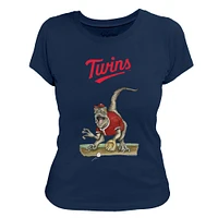 Women's Tiny Turnip Navy Minnesota Twins Velociraptor T-Shirt