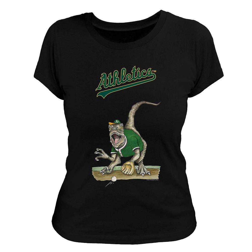Women's Tiny Turnip Black Athletics Velociraptor T-Shirt