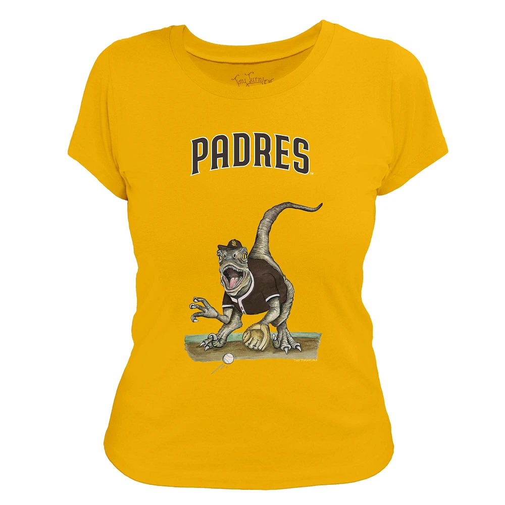Women's Tiny Turnip Gold San Diego Padres Velociraptor T-Shirt