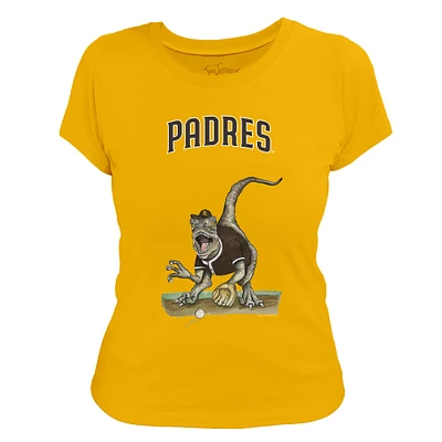 Women's Tiny Turnip Gold San Diego Padres Velociraptor T-Shirt