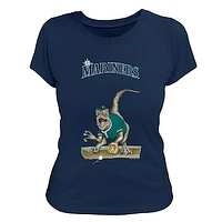Women's Tiny Turnip Navy Seattle Mariners Velociraptor T-Shirt