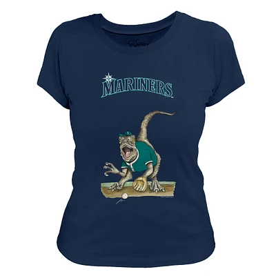 Women's Tiny Turnip Navy Seattle Mariners Velociraptor T-Shirt