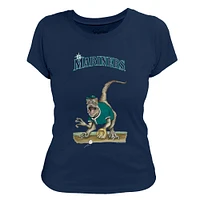 Women's Tiny Turnip Navy Seattle Mariners Velociraptor T-Shirt