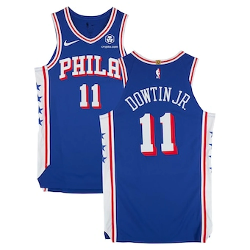Jeff Dowtin Jr. Philadelphia 76ers Game-Used #11 Royal Nike Jersey vs. Chicago Bulls on February 24, 2025 - Size 46+4
