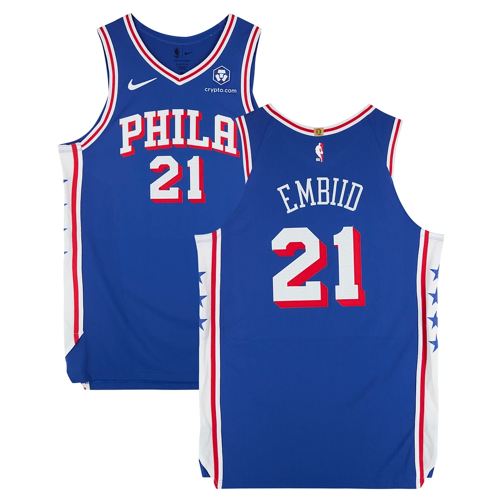 Joel Embiid Philadelphia 76ers Game-Used #21 Royal Nike Jersey vs. Boston Celtics on February 20, 2025 - First Quarter - Size 52+4