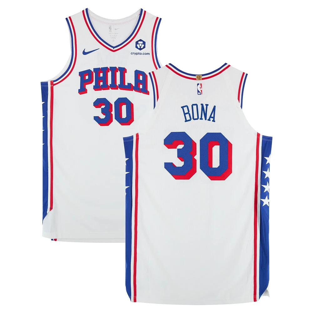 Adem Bona Philadelphia 76ers Game-Used #30 White Nike Jersey vs. New York Knicks on April 1, 2025 - Size 52+6