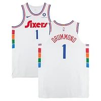Andre Drummond Philadelphia 76ers Game-Used #1 White Nike City Edition Jersey vs. Golden State Warriors on March 1, 2025 - First Half - Size 56+6