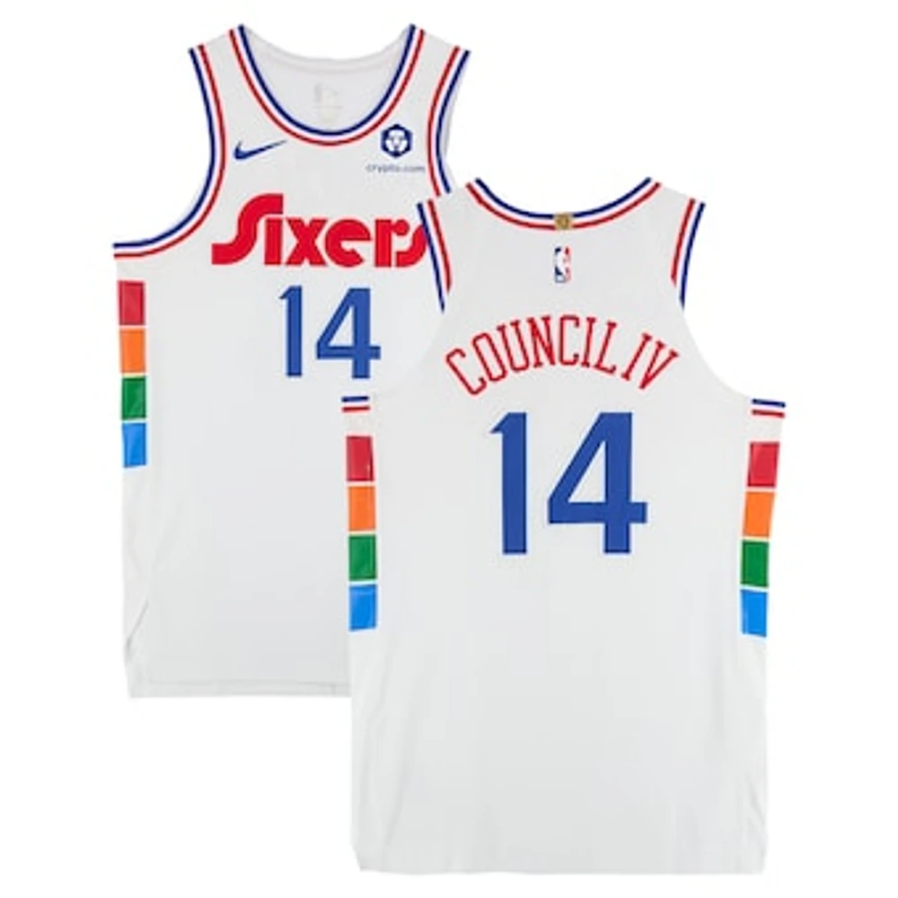 Ricky Council IV Philadelphia 76ers Game-Used #14 White Nike City Edition Jersey vs. Washington Wizards on March 26, 2025 - Size 48+4