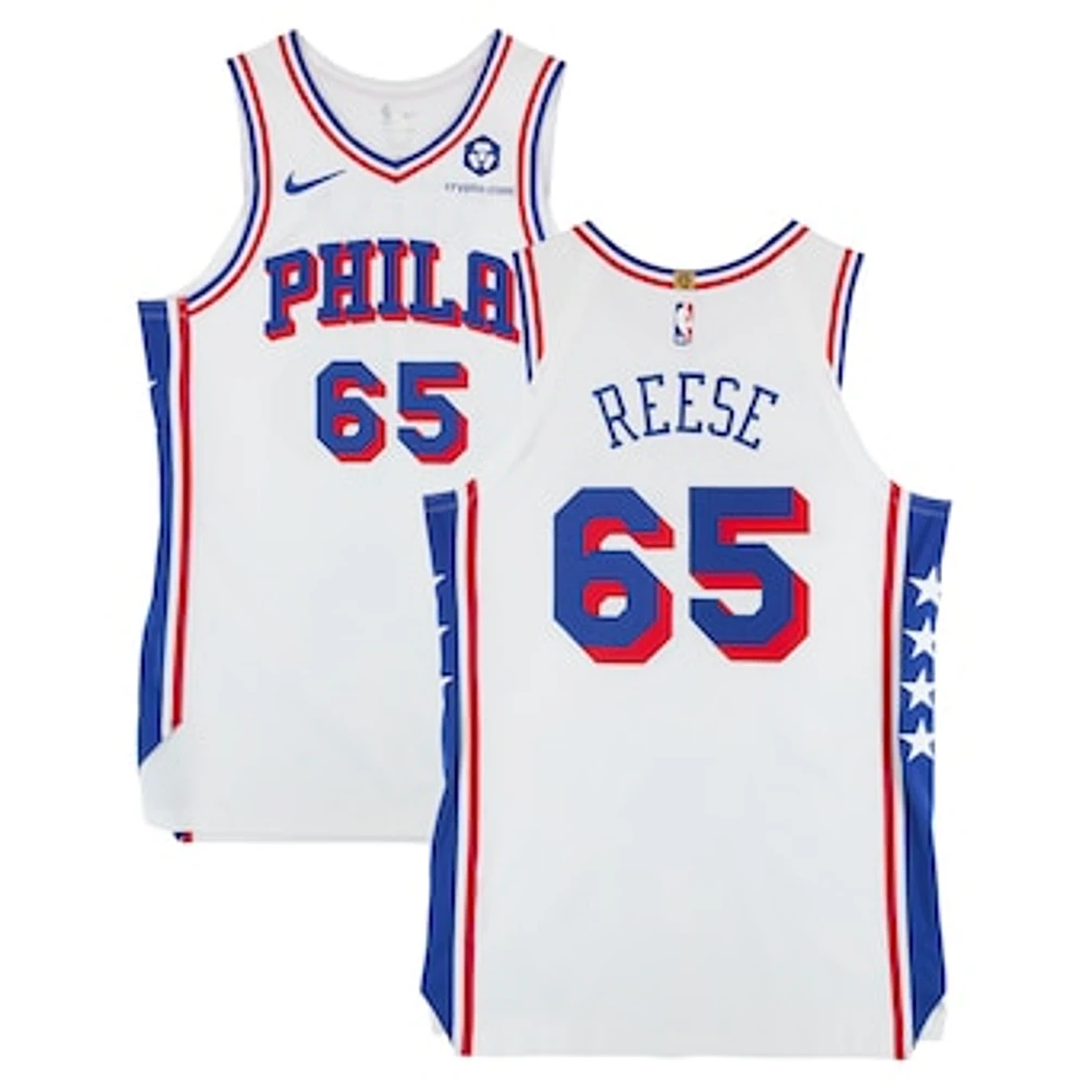 Alex Reese Philadelphia 76ers Game-Used #65 White Nike Jersey vs. New York Knicks on April 1, 2025 - Size 50+4