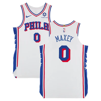 Tyrese Maxey Philadelphia 76ers Game-Used #0 White Nike Jersey vs. Indiana Pacers on January 18, 2025 - Size 48+4
