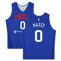 Tyrese Maxey Philadelphia 76ers Practice-Used #0 Royal/Gray Reversible Jersey from the 2024-25 NBA Season