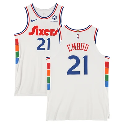 Joel Embiid Philadelphia 76ers Player-Issued #21 White Nike City Edition Jersey from the 2024-25 NBA Season