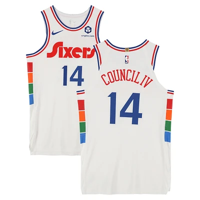 Ricky Council IV Philadelphia 76ers Player-Issued #14 White Nike City Edition Jersey from the 2024-25 NBA Season - Size 48+4