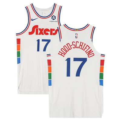 Jalen Hood-Schifino Philadelphia 76ers Player-Issued #17 White Nike City Edition Jersey from the 2024-25 NBA Season - Size 48+4