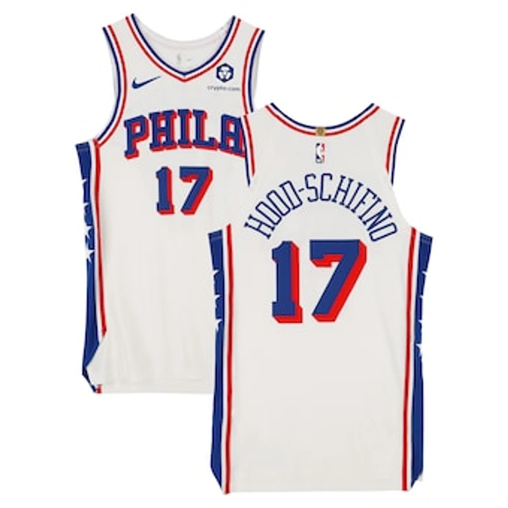 Jalen Hood-Schifino Philadelphia 76ers Player-Issued #17 White Nike Jersey from the 2024-25 NBA Season - Size 46+4