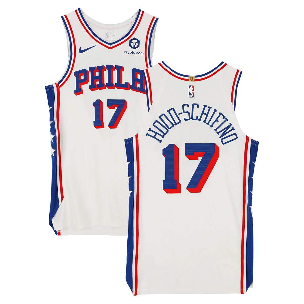 Jalen Hood-Schifino Philadelphia 76ers Player-Issued #17 White Nike Jersey from the 2024-25 NBA Season - Size 46+4