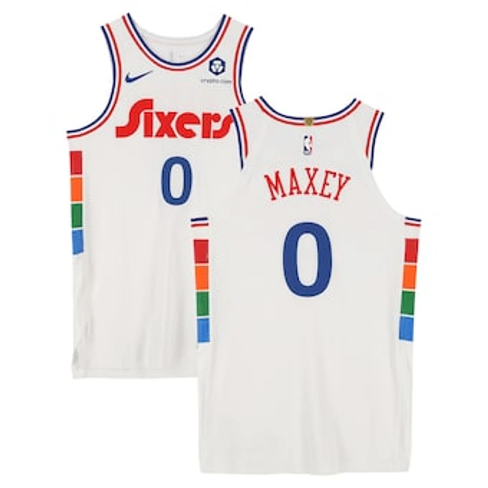 Tyrese Maxey Philadelphia 76ers Player-Issued #0 White Nike City Edition Jersey from the 2024-25 NBA Season - Size 48+4