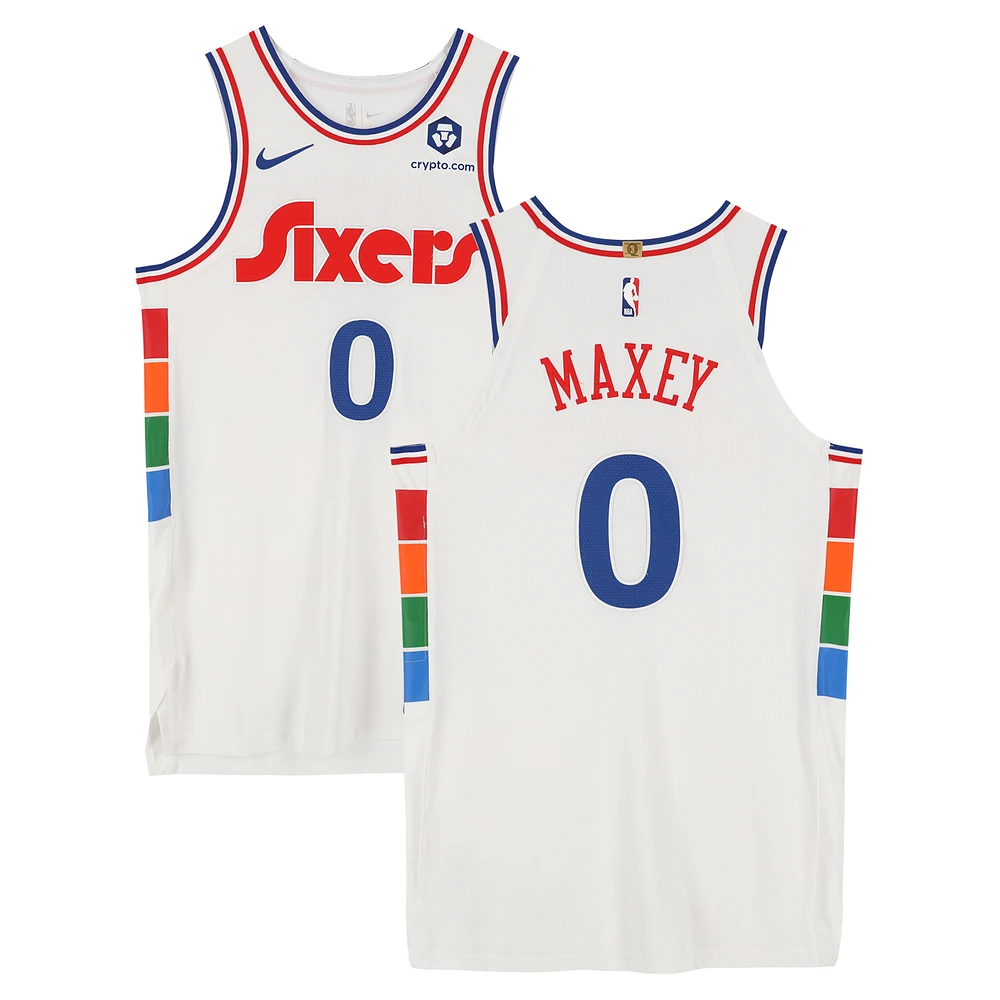 Tyrese Maxey Philadelphia 76ers Player-Issued #0 White Nike City Edition Jersey from the 2024-25 NBA Season - Size 48+4