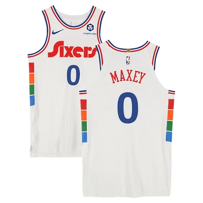 Tyrese Maxey Philadelphia 76ers Player-Issued #0 White Nike City Edition Jersey from the 2024-25 NBA Season - Size 48+4