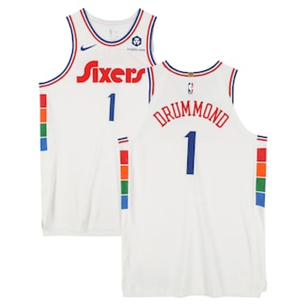 Andre Drummond Philadelphia 76ers Player-Issued #1 White Nike City Edition Jersey from the 2024-25 NBA Season - Size 56+6