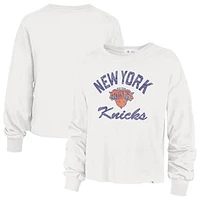 Women's '47 Cream New York Knicks Parkway Wrapped Up Long Sleeve T-Shirt