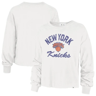 Women's '47 Cream New York Knicks Parkway Wrapped Up Long Sleeve T-Shirt