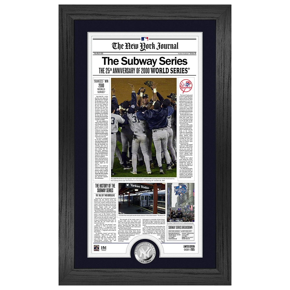 Highland Mint New York Yankees Subway Series 25th Anniversary 12" x 20" Silver Coin Photo Mint