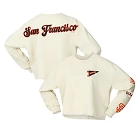 Women's Fanatics Cream San Francisco Giants Team Pennant Slouchy Cropped Long Sleeve T-Shirt