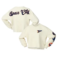 Women's Fanatics Cream Houston Astros Team Pennant Slouchy Cropped Long Sleeve T-Shirt