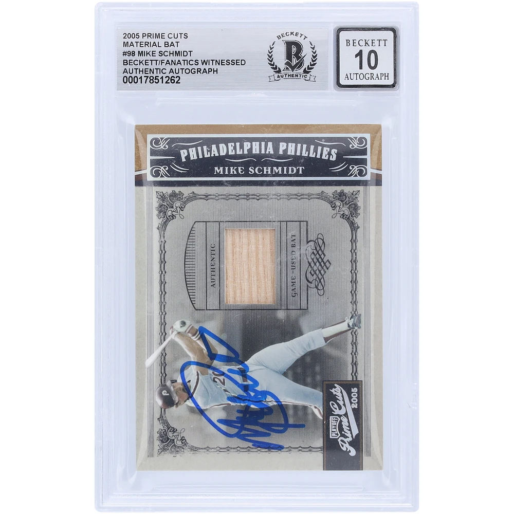 Mike Schmidt Philadelphia Phillies Autographed 2005 Donruss Playoff Prime Cuts GU Relic #98 #/50 Beckett Fanatics Witnessed Authenticated 10 Card