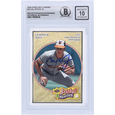 Cal Ripken Jr. Baltimore Orioles Autographed 2008 Upper Deck Baseball Heroes Earns Second AL MVP Award #16 Beckett Fanatics Witnessed Authenticated 10 Card
