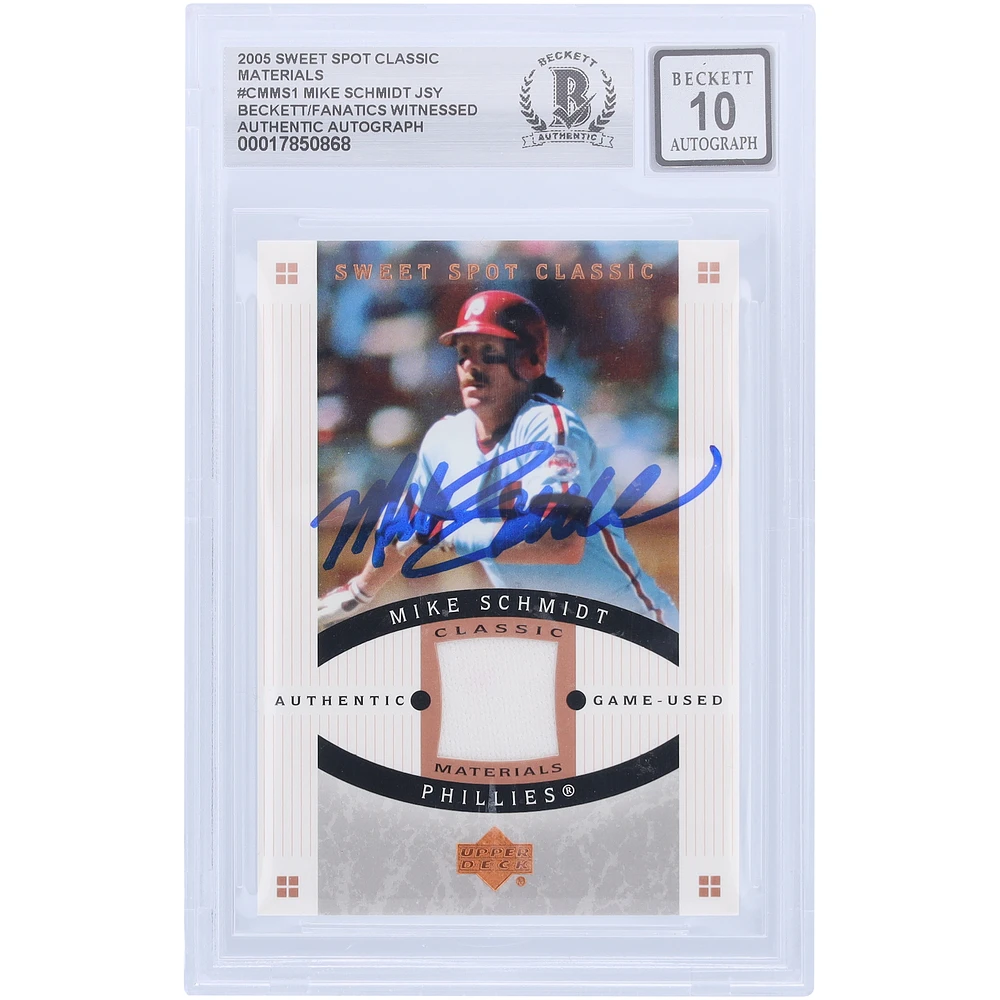 Mike Schmidt Philadelphia Phillies Autographed 2005 Upper Deck Sweet Spot Classic Materials GU Relic #CM-MS1 Beckett Fanatics Witnessed Authenticated 10 Card