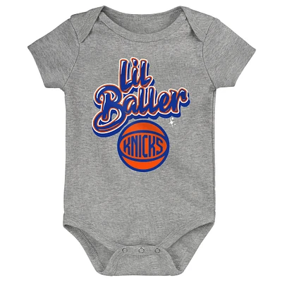 Newborn Outerstuff Gray New York Knicks Lil Baller Creeper Bodysuit
