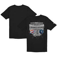 Men's New Era Black Oklahoma City Thunder vs. Minnesota Timberwolves 2025 Western Conference Finals Matchup Distressed Graphic T-Shirt