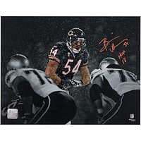Brian Urlacher Chicago Bears Autographed 11" x 14" Spotlight Snow Photograph with "HOF 18" Inscription