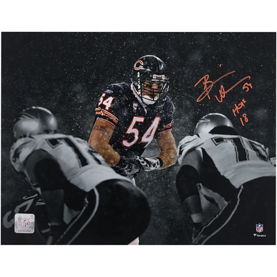 Brian Urlacher Chicago Bears Autographed 11" x 14" Spotlight Snow Photograph with "HOF 18" Inscription