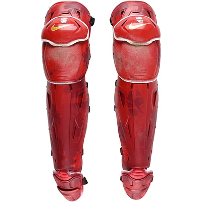 J.T. Realmuto Philadelphia Phillies Game-Used Red Nike Shin Guards vs. Washington Nationals on August 17, 2024