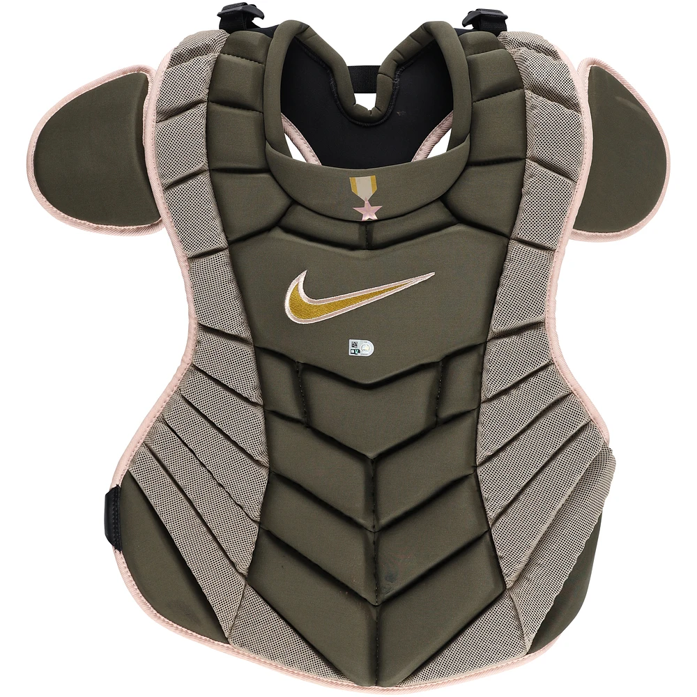 J.T. Realmuto Philadelphia Phillies Game-Used Green Nike Chest Protector vs. Washington Nationals on May 18, 2024
