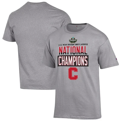Men's Champion Gray Cornell Big Red 2025 NCAA Men's Lacrosse National Champions Locker Room T-Shirt
