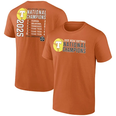 Men's Fanatics  Texas Orange Longhorns 2025 NCAA Softball Women's College World Series Champions Schedule T-Shirt