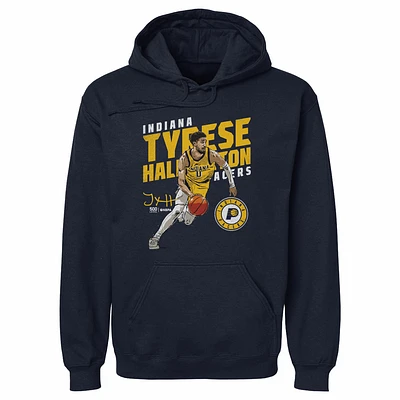 Men's 500 Level Tyrese Haliburton Navy Indiana Pacers Slant Pullover Hoodie