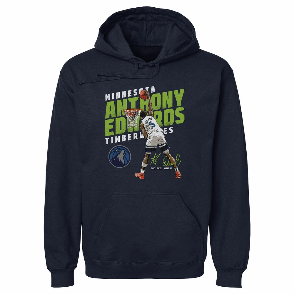 Men's 500 Level Anthony Edwards Navy Minnesota Timberwolves Slant Pullover Hoodie