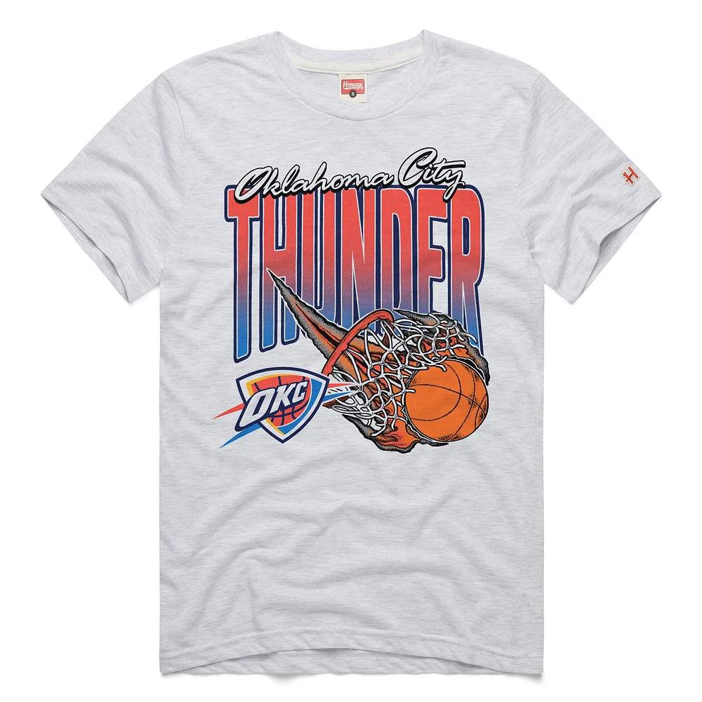 Unisex Homage Ash Oklahoma City Thunder On Fire Tri-Blend T-Shirt