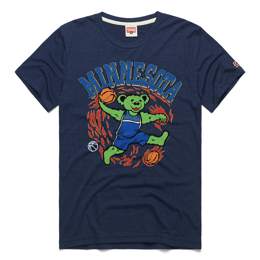 Unisex Homage Navy Minnesota Timberwolves Grateful Dead Tri-Blend T-Shirt