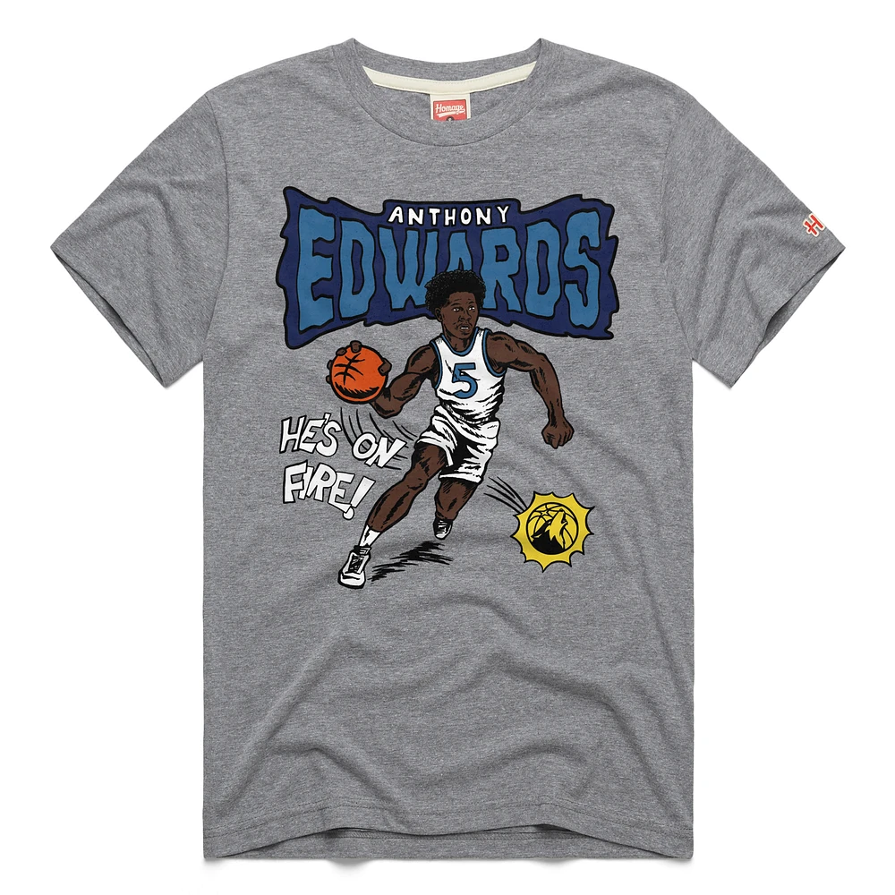 Unisex Homage Anthony Edwards Gray Minnesota Timberwolves Comic Book Tri-Blend T-Shirt